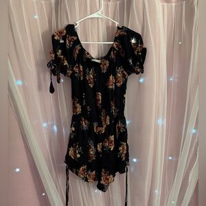 Band of Gypsies Black Floral Romper